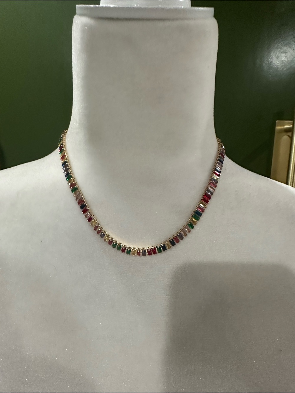 Multi-Color Baguette Crystal Tennis Necklace - Unbranded